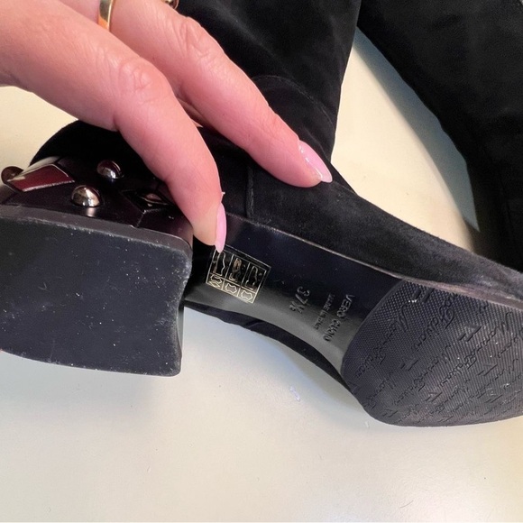 MARINO FABIANI MADE IN ITALY SUEDE Black Over the Knee Boots with Block Heel - Picture 3 of 5